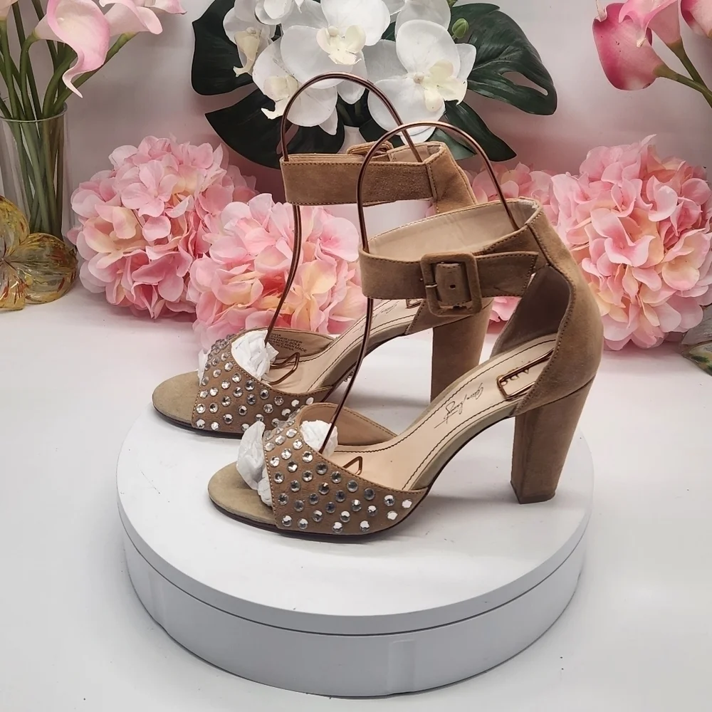 ABS Open-toed Rhinestone Pumps Size 8